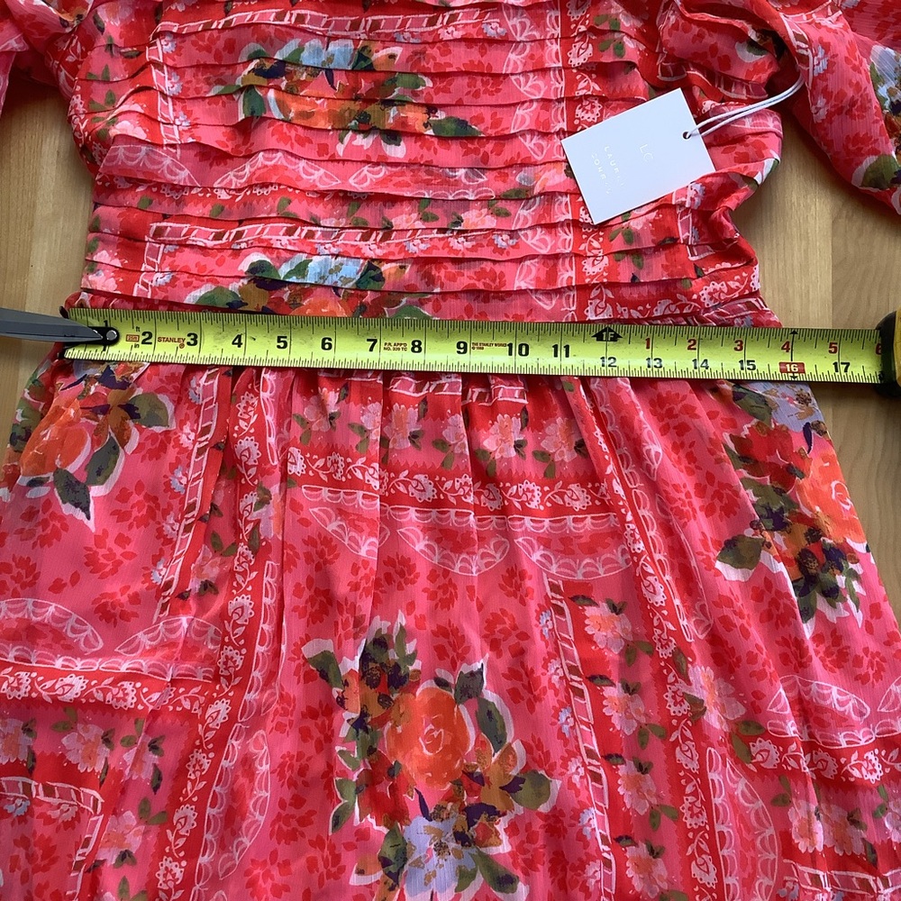 NWT LC Lauren Conrad Pleated Bodice Squareneck Midi Dress M - Picture 8 of 12